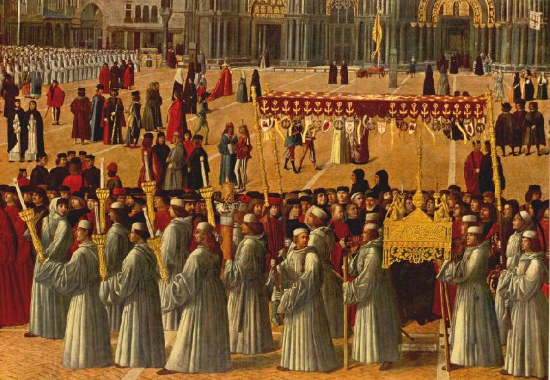 BELLINI, Gentile Procession in Piazza S. Marco (detail) ll95 Norge oil painting art